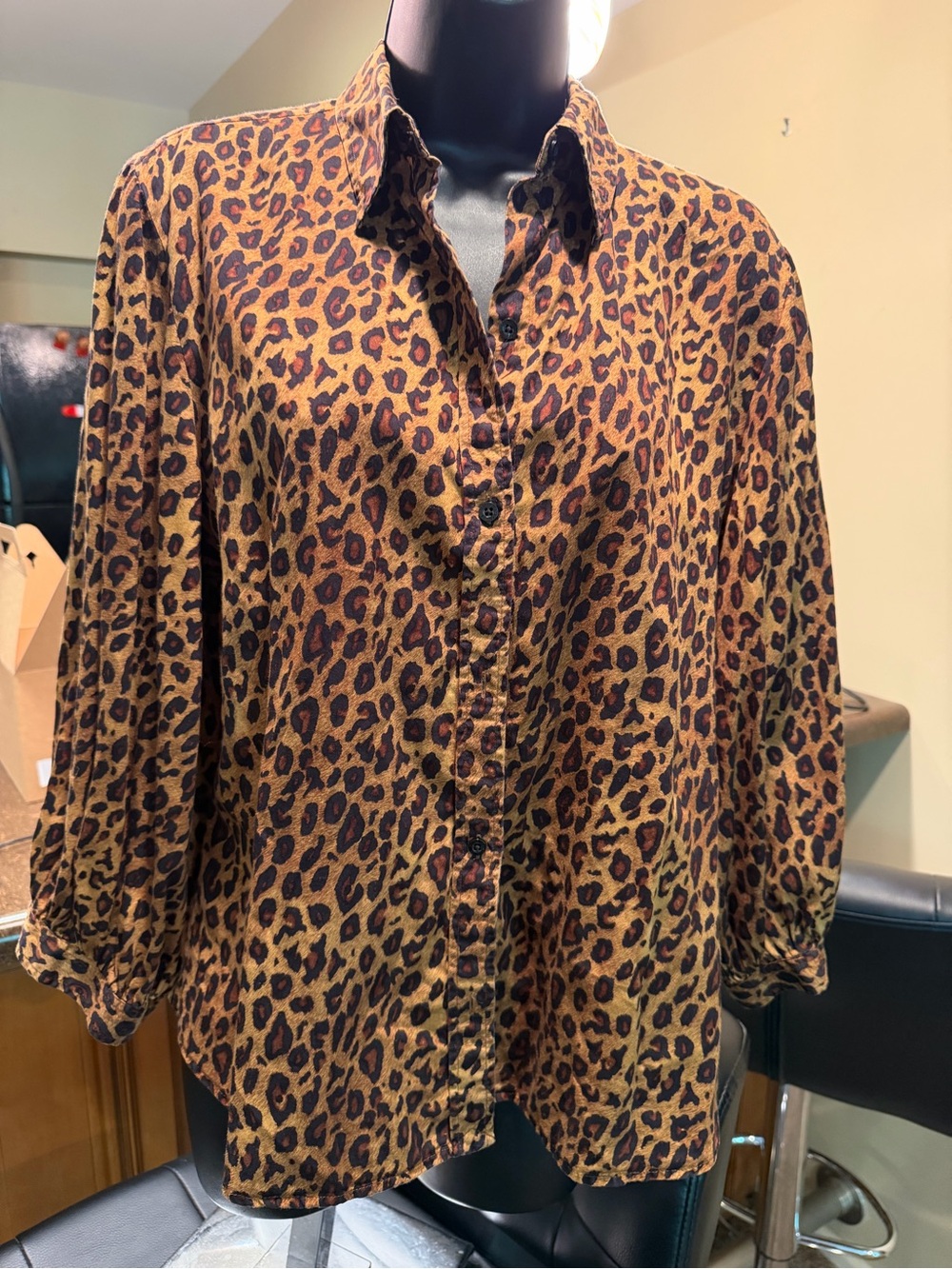 Lauren Jeans Co LRL Leopard Print Button-Up Shirt - Brown